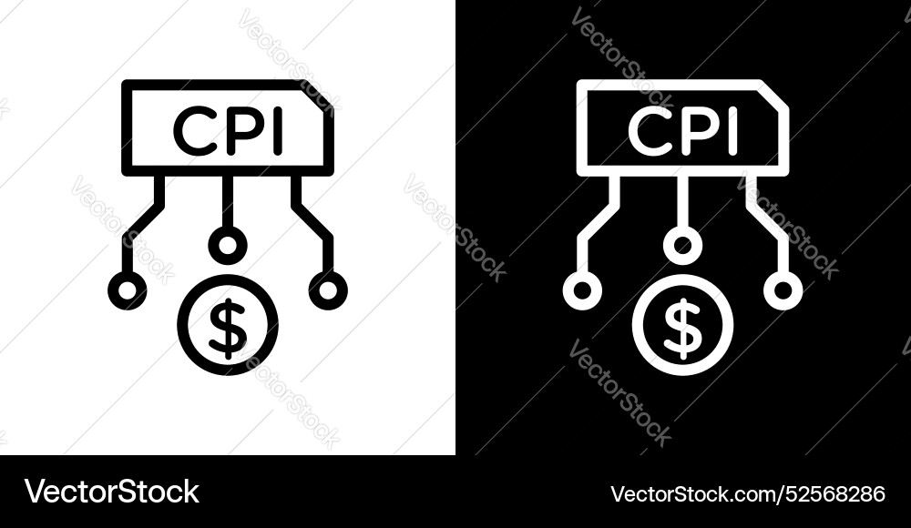 Consumer prices index icon set on white background Vector Image