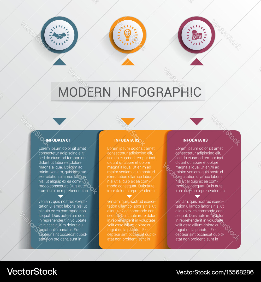 Infographics design template color buttons and 3 vector image