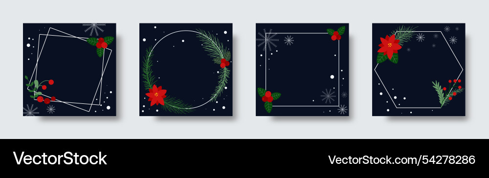 Set of winter square templates with copy space vector image