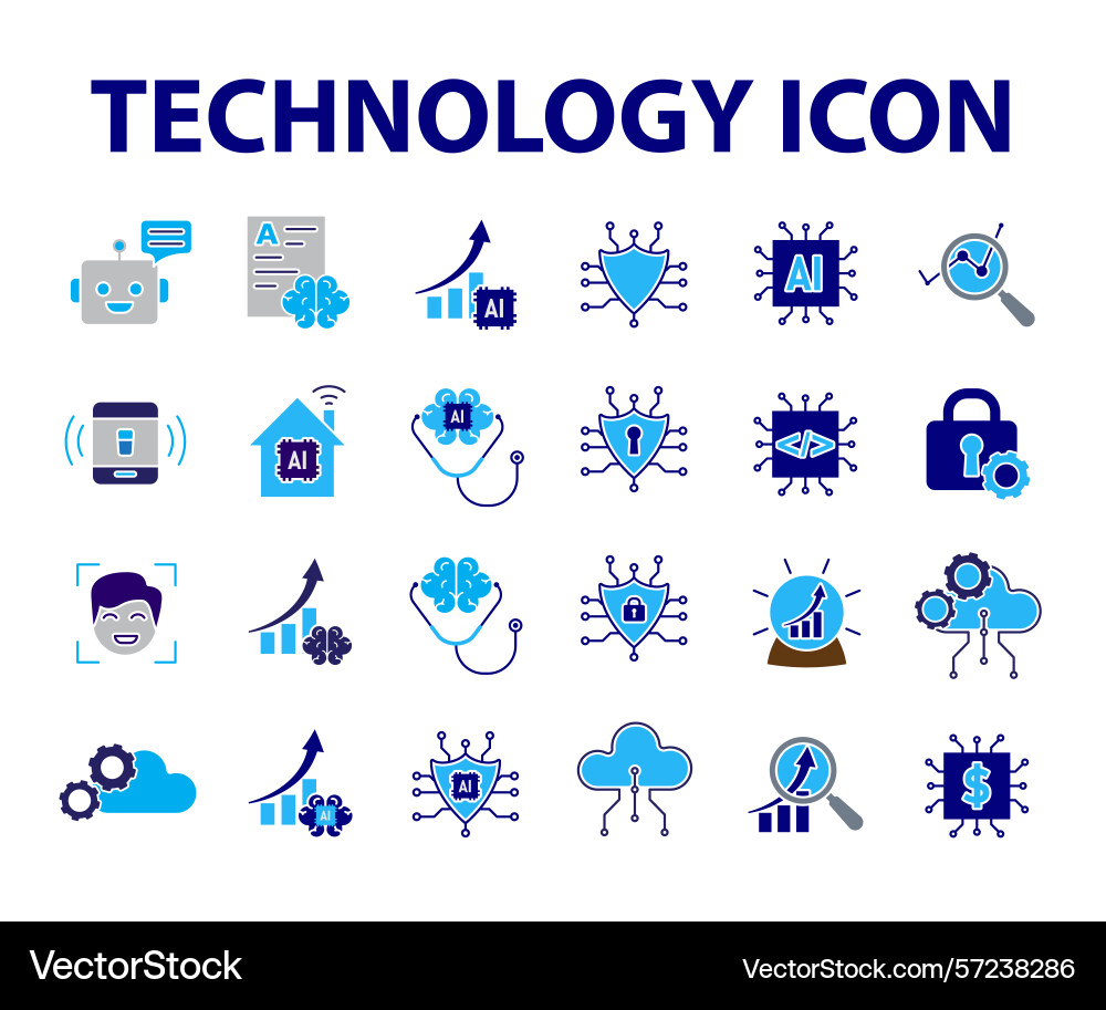 Technology icons set automatic security systems Technology icons set automatic security systems vector image