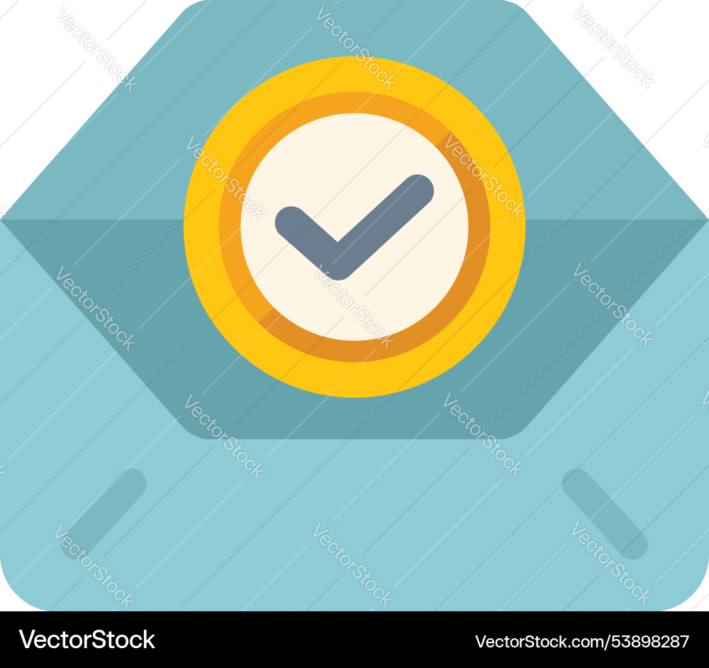 Blue envelope with a checkmark showing validation Blue envelope with a checkmark showing validation vector image