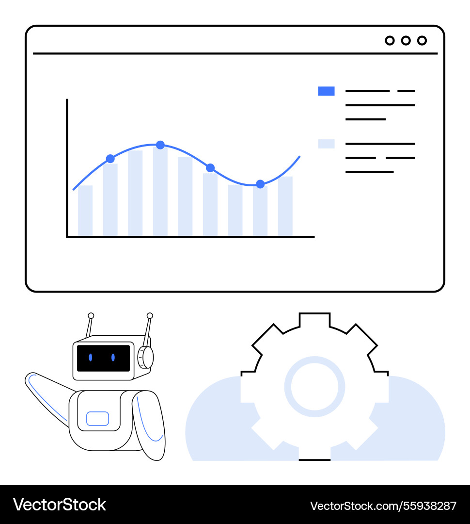 Data analysis automation with chatbot assistant Data analysis automation with chatbot assistant vector image