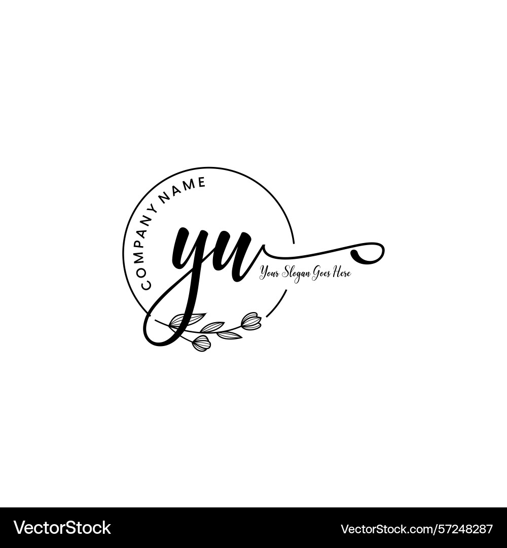 Elegant yu initial logo design with botanical Vector Image