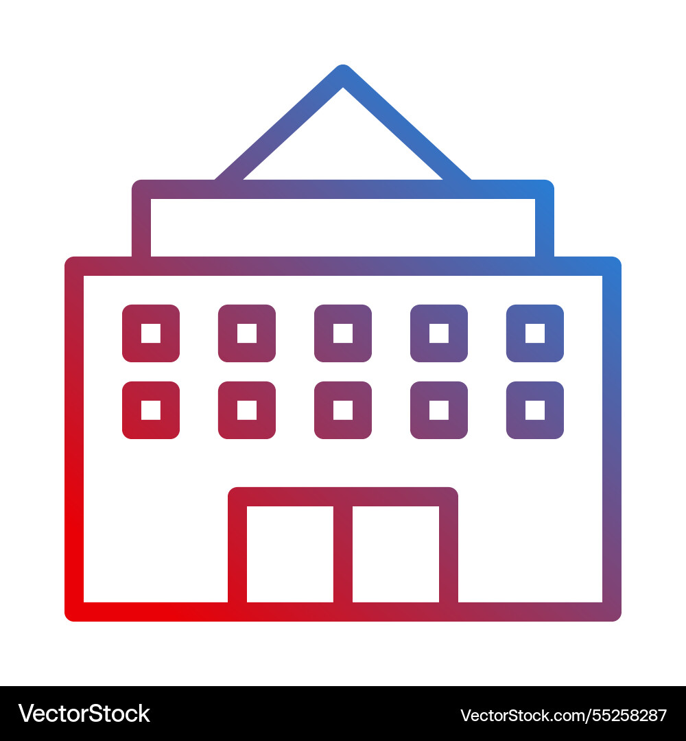 Gradient building icon with triangular roof design vector image