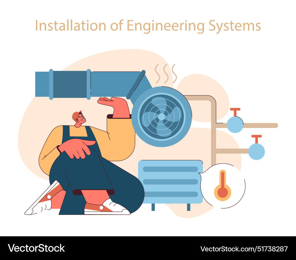 Installation of engineering systems concept Installation of engineering systems concept vector image