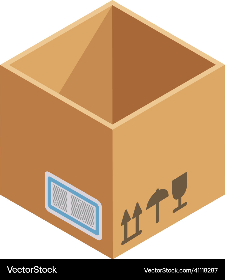 Karton-Box-Symbol leere isometrische Papierwürfel Karton-Box-Symbol leere isometrische Papierwürfel vektorbild