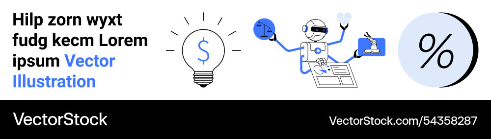 Lightbulb robot managing finances with challenges vector image