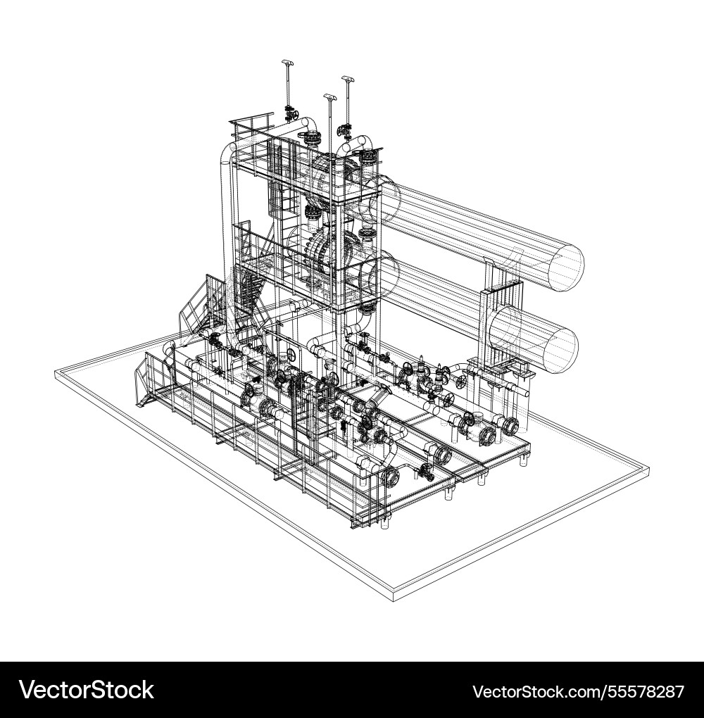 Petroleum heater exchanger rendering of 3d Petroleum heater exchanger rendering of 3d vector image
