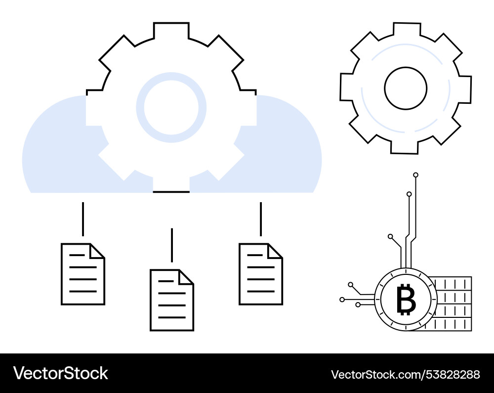 Cloud technology with gear and blockchain concept Cloud technology with gear and blockchain concept vector image