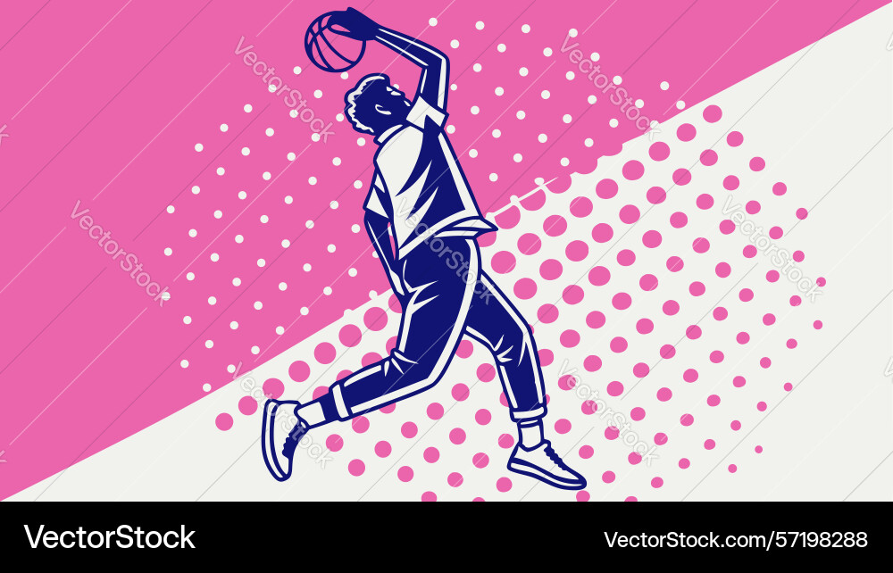 Dynamic basketball player with halftone pattern Dynamic basketball player with halftone pattern vector image