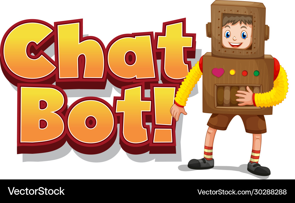 Font design for word chat bot with kid in robot Font design for word chat bot with kid in robot vector image