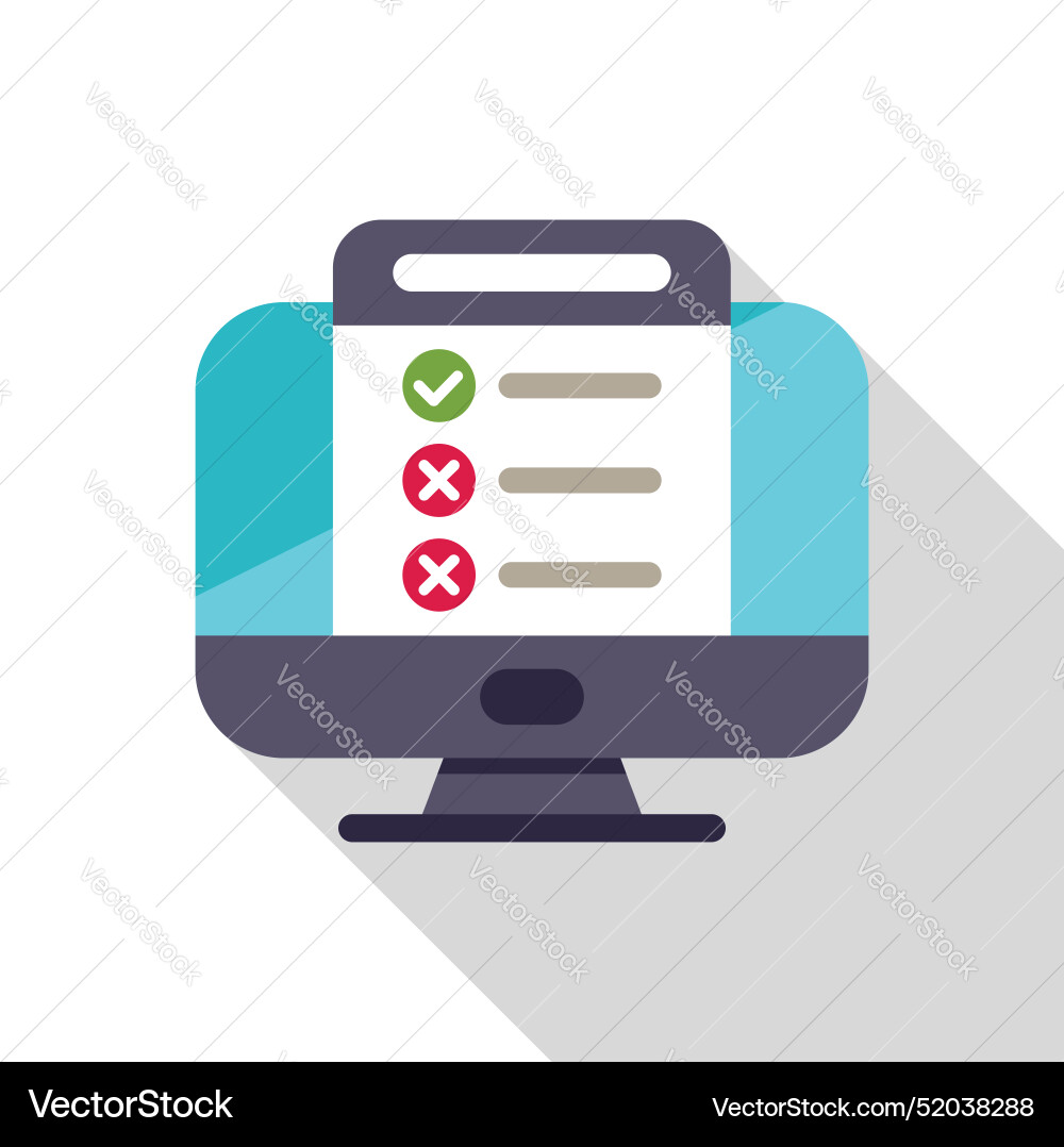 Online survey or checklist on a computer screen Online survey or checklist on a computer screen Vector Image