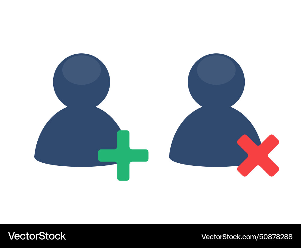 Two icon figures representing addition and remove vector image