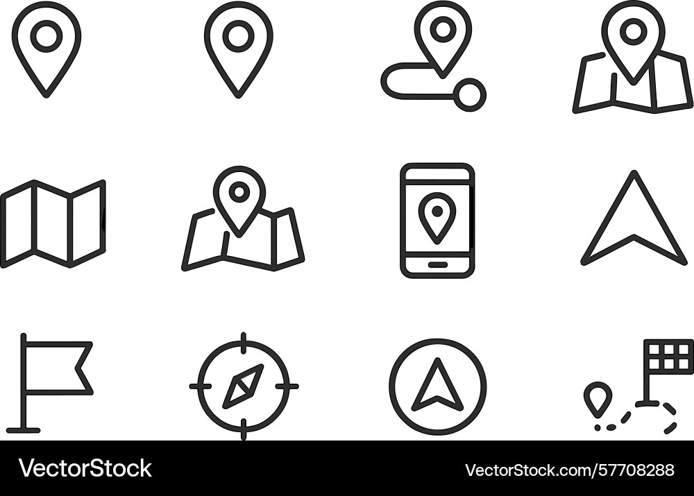 Various map and navigation icons displayed Various map and navigation icons displayed vector image