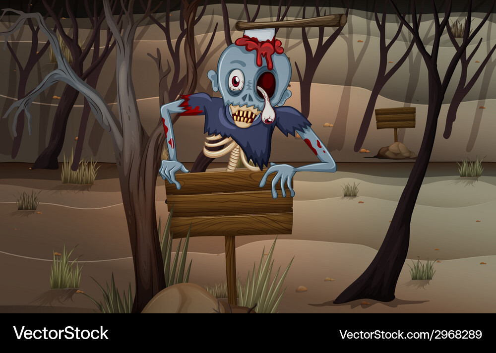 An empty signboard with a zombie Vector Image