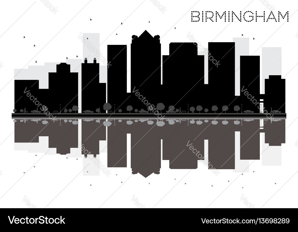 Birmingham City Skyline Silhouette Vector Image