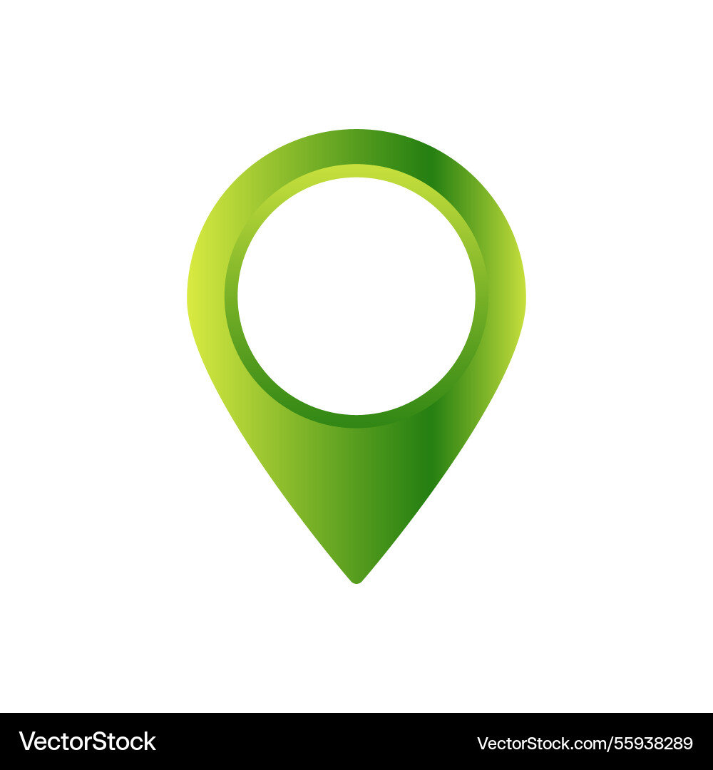 Green gradient location marker with circular vector image