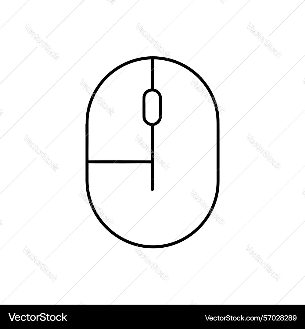 Simple black line drawing of a computer mouse Vector Image