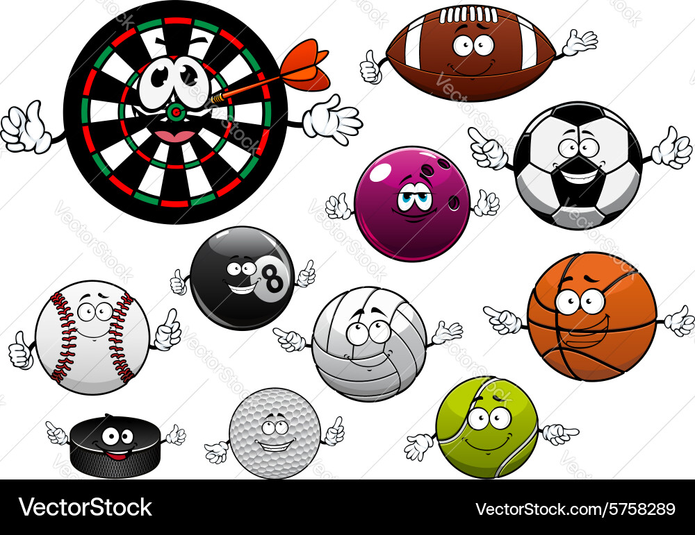 Sports Balls and Dartboard vector image
