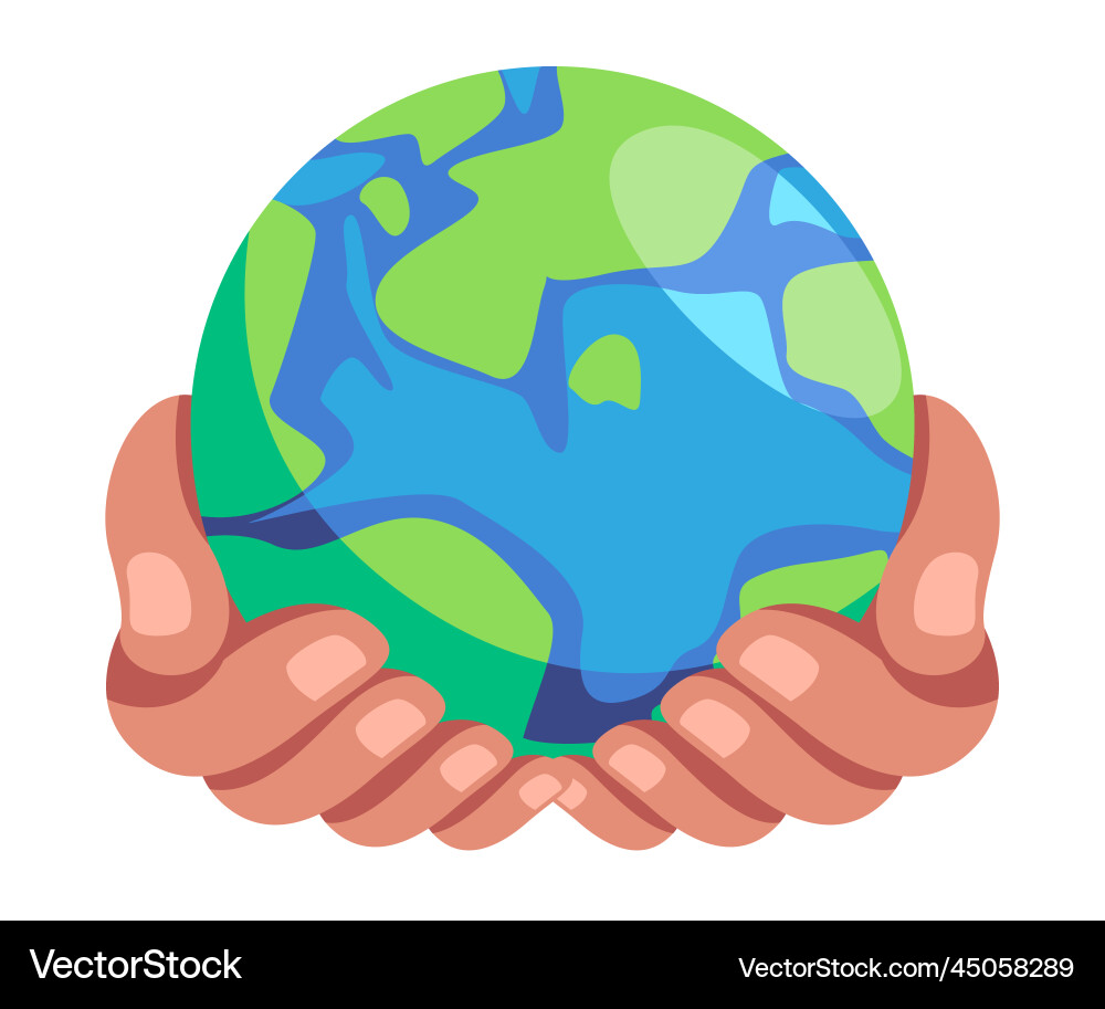 Two hand holding globe earth icon vector image