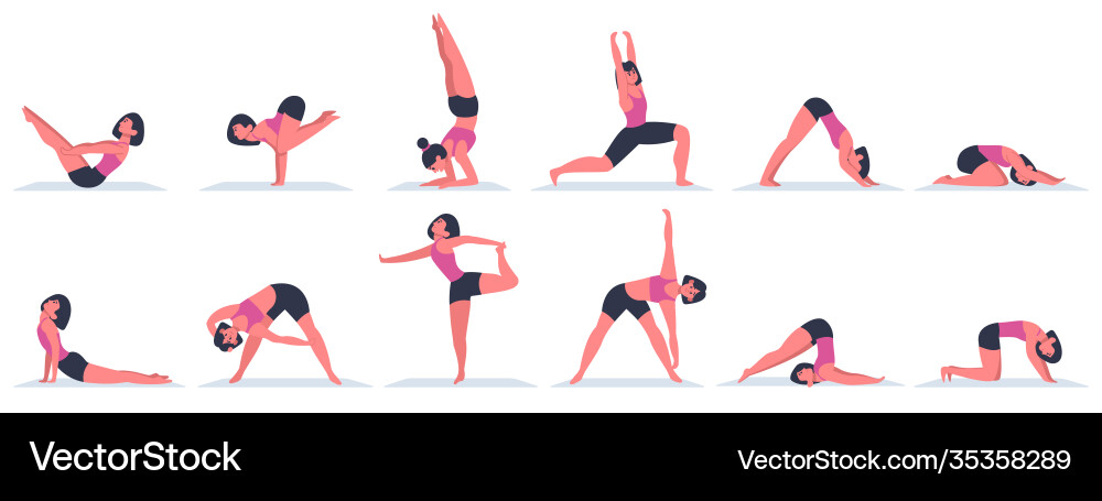 Yoga woman young female character doing Yoga woman young female character doing vector image