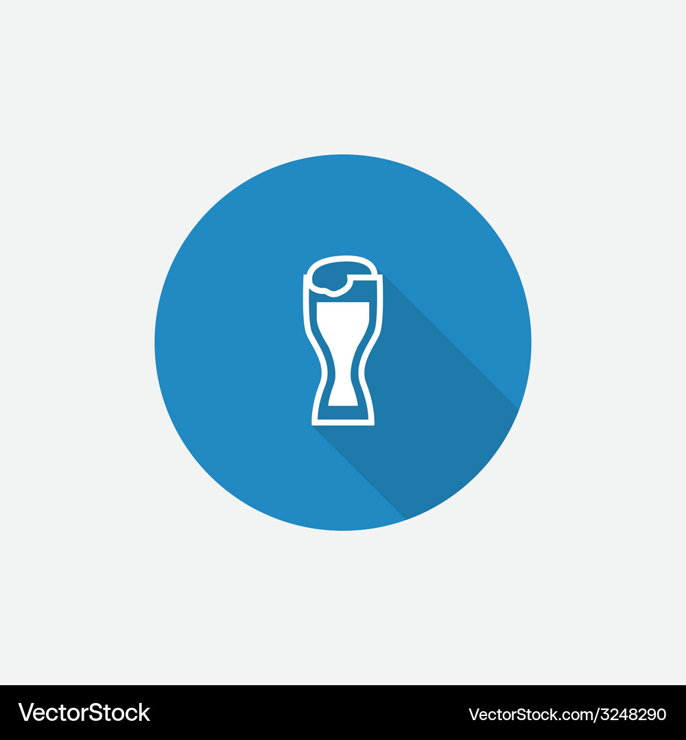 Glass of beer flat blue simple icon with long Vector Image
