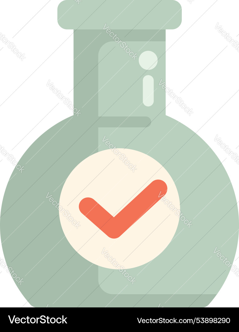 Laboratory glassware displaying a check mark icon Laboratory glassware displaying a check mark icon vector image