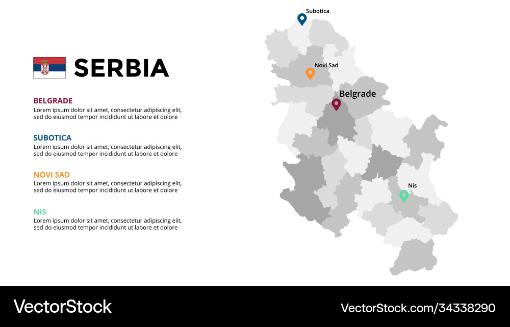 Serbia map infographic template slide vector image