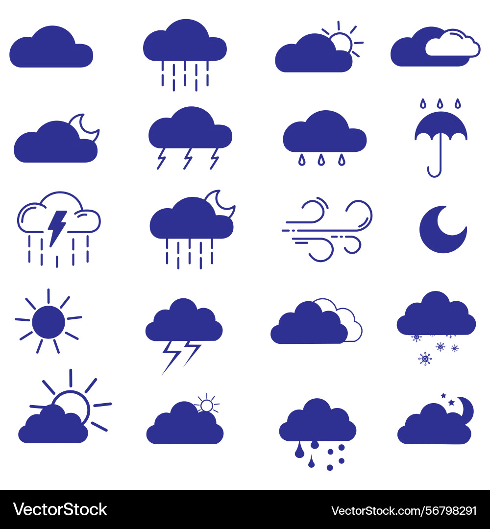 Clouds icons set of in different form Vector Image