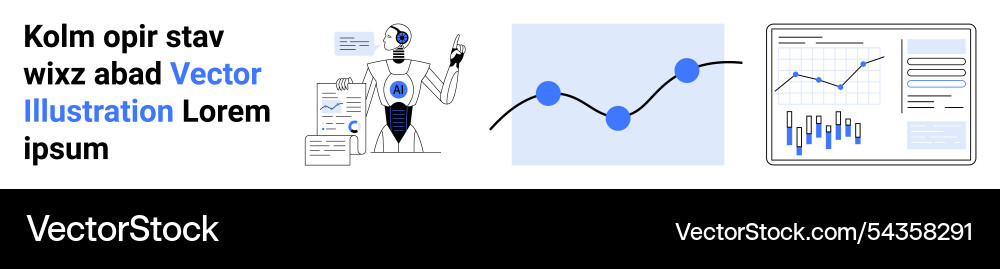 Futuristic robot analyzing data with graphs Futuristic robot analyzing data with graphs vector image