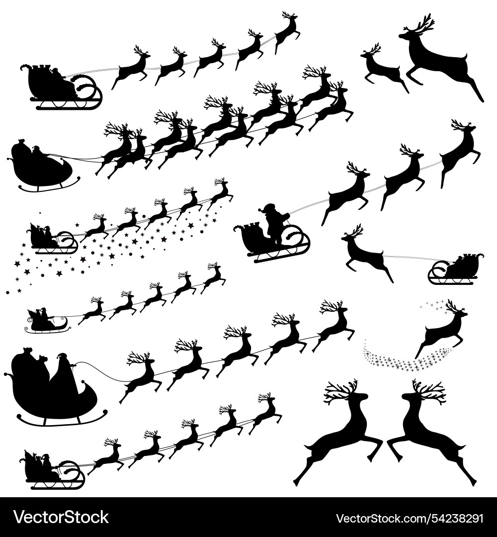 Santa Sleigh Ride with Reindeer vector image