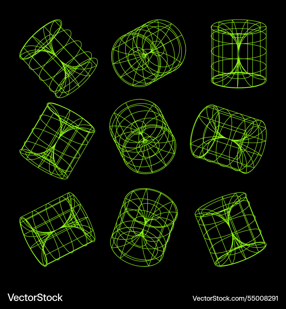 Wireframe lined shapes perspective mesh 3d grid Wireframe lined shapes perspective mesh 3d grid vector image