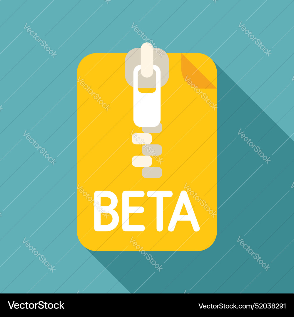 Yellow beta folder being zipped using zipper Yellow beta folder being zipped using zipper vector image