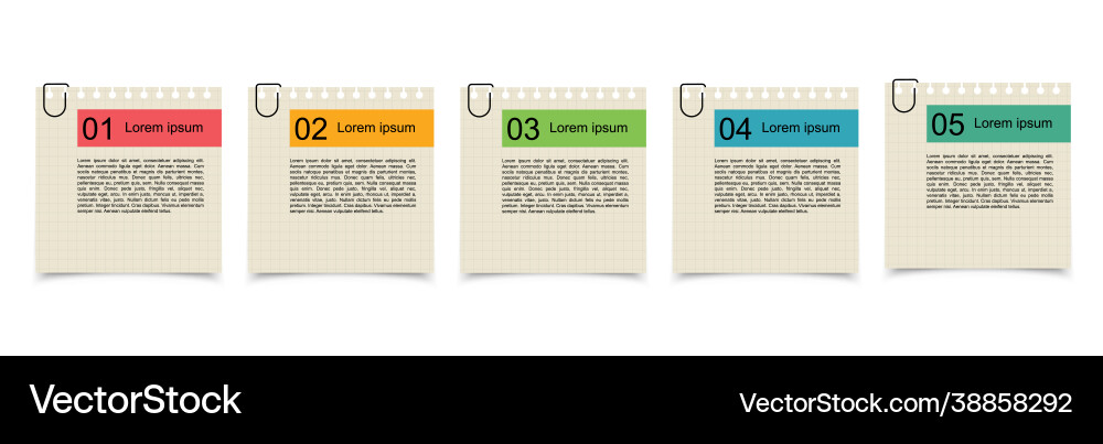 Business data visualization note paper with steps Business data visualization note paper with steps vector image