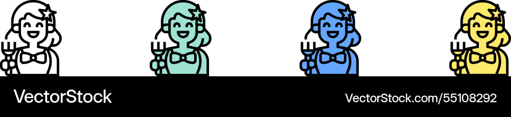 Girl icon outline green blue and yellow style Girl icon outline green blue and yellow style vector image