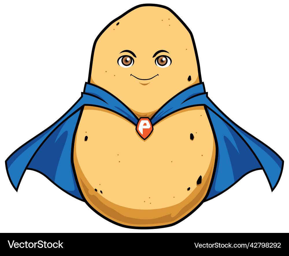 Potato Superhero Mascot - Cartoon Vektorbild