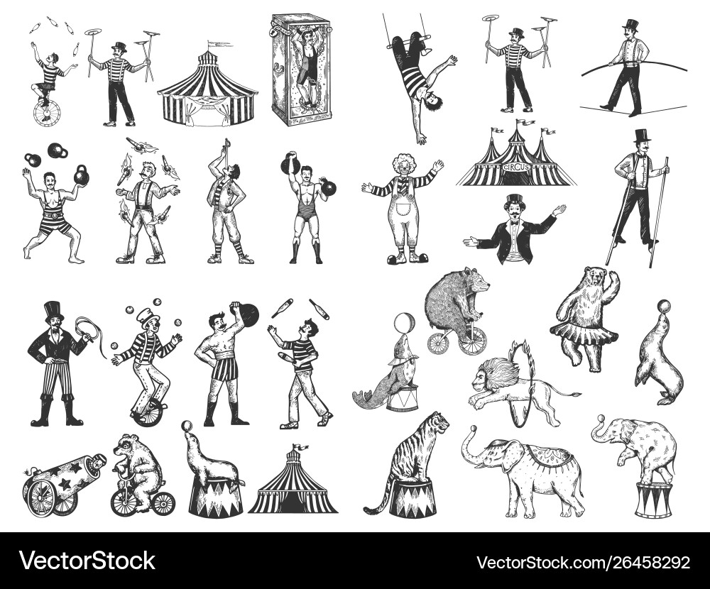 Retro Circus Performance Vector Image