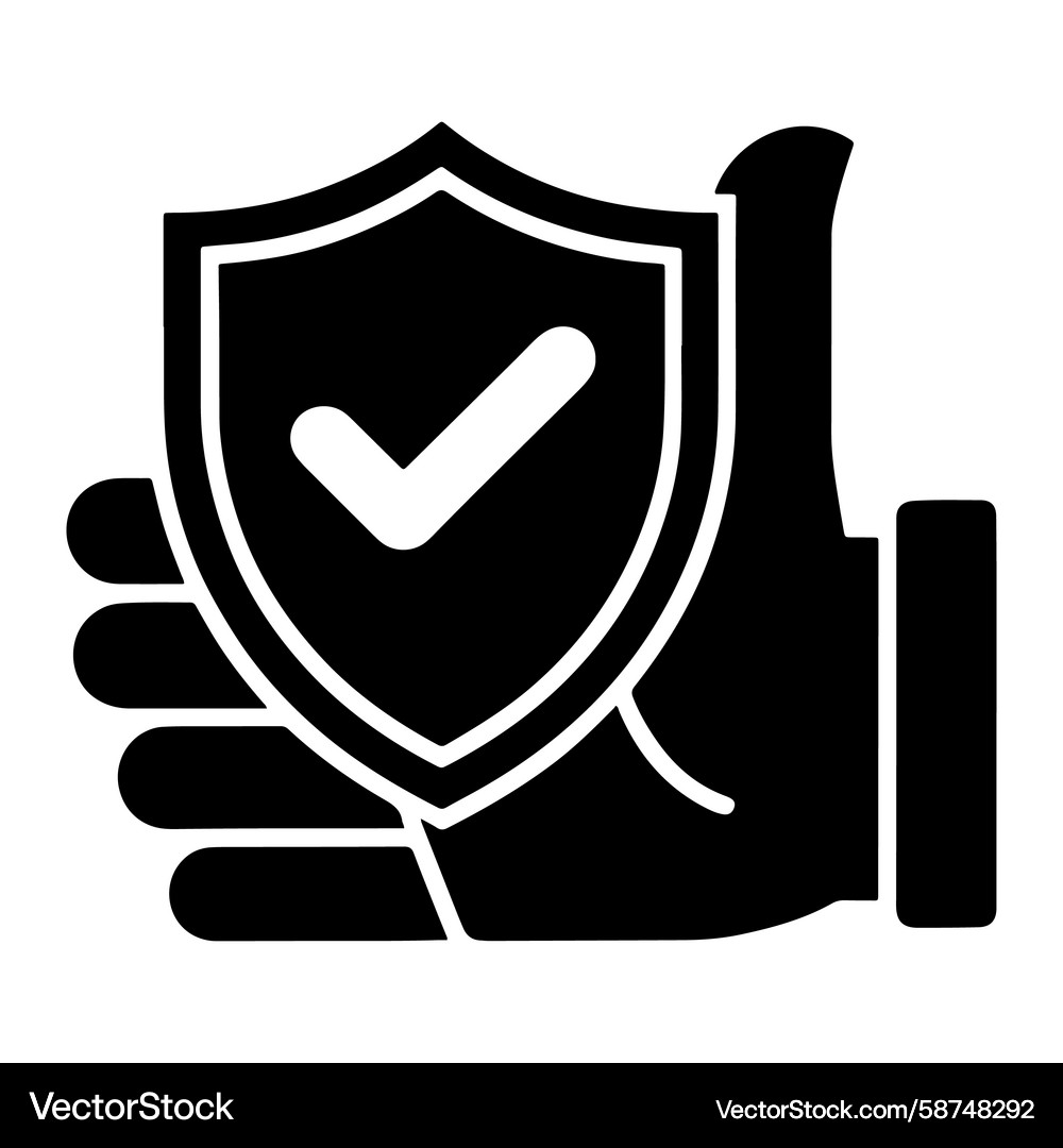 Secure Hand Holding Shield with Checkmark Vector Image