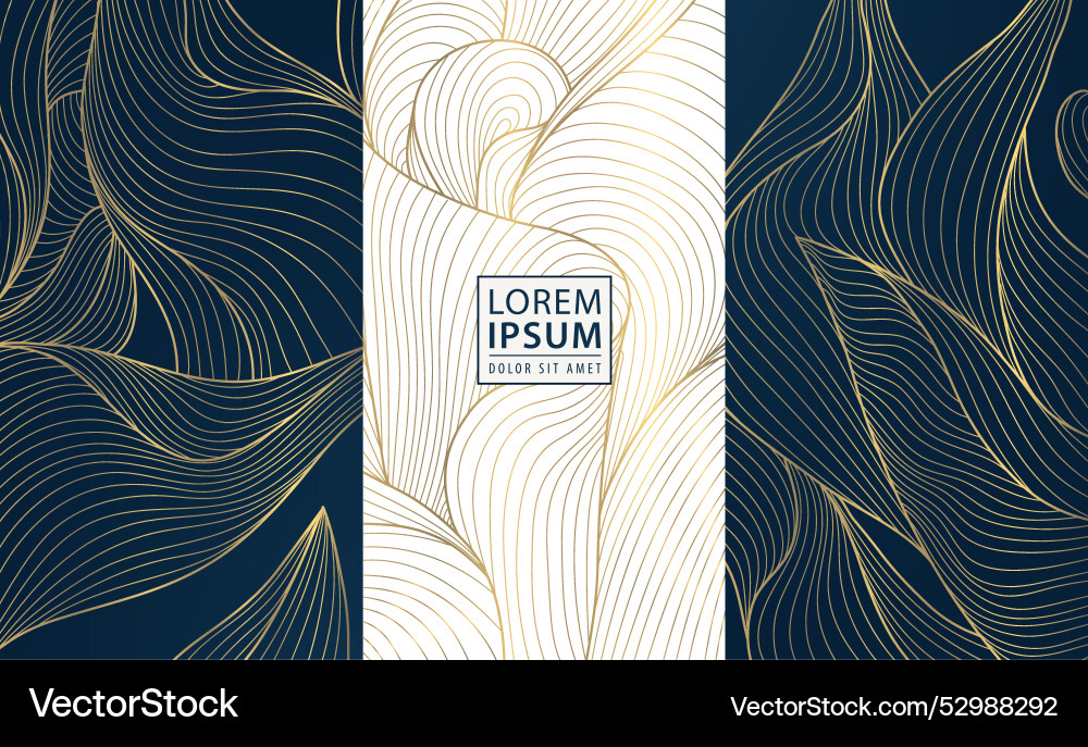 Set of gold floral patterns line luxury Royalty Free Vector