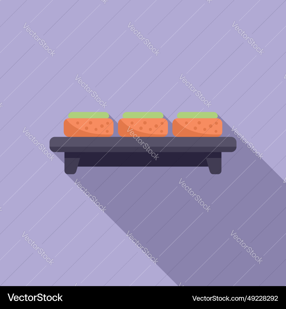 Sushi roll board with wasabi icon flat Sushi roll board with wasabi icon flat vector image