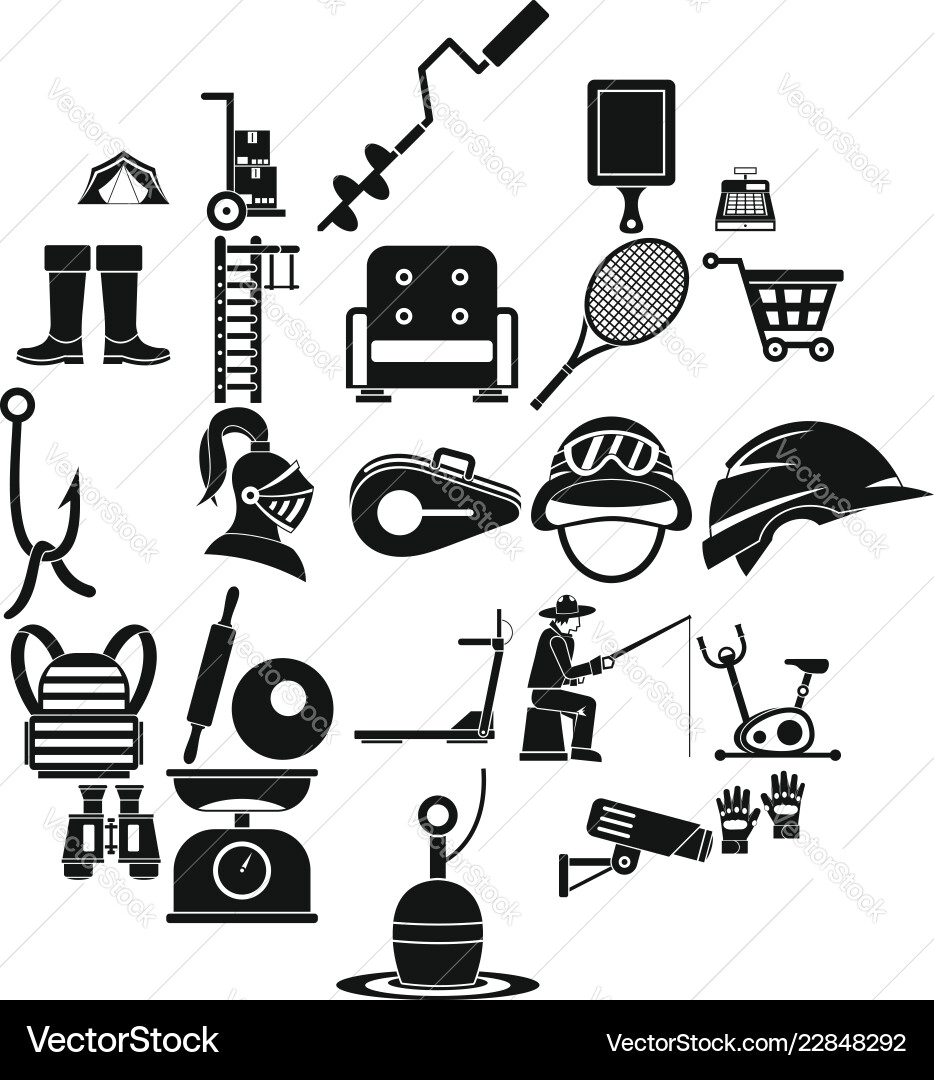 Tackle icons set simple style Tackle icons set simple style vector image