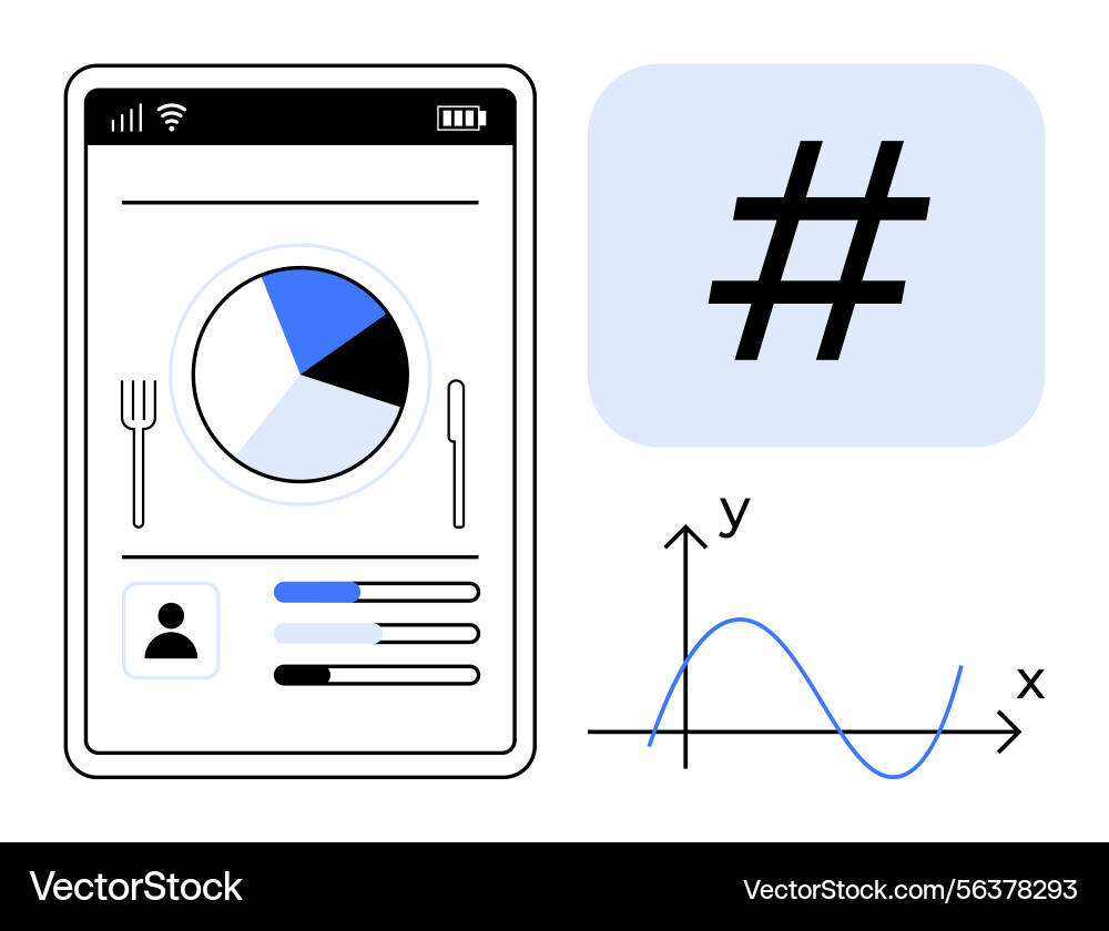 Analytics dashboard with pie chart user data Analytics dashboard with pie chart user data vector image