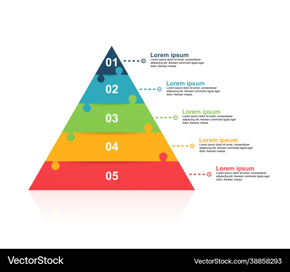 Business data visualization pyramid with puzzle Business data visualization pyramid with puzzle vector image