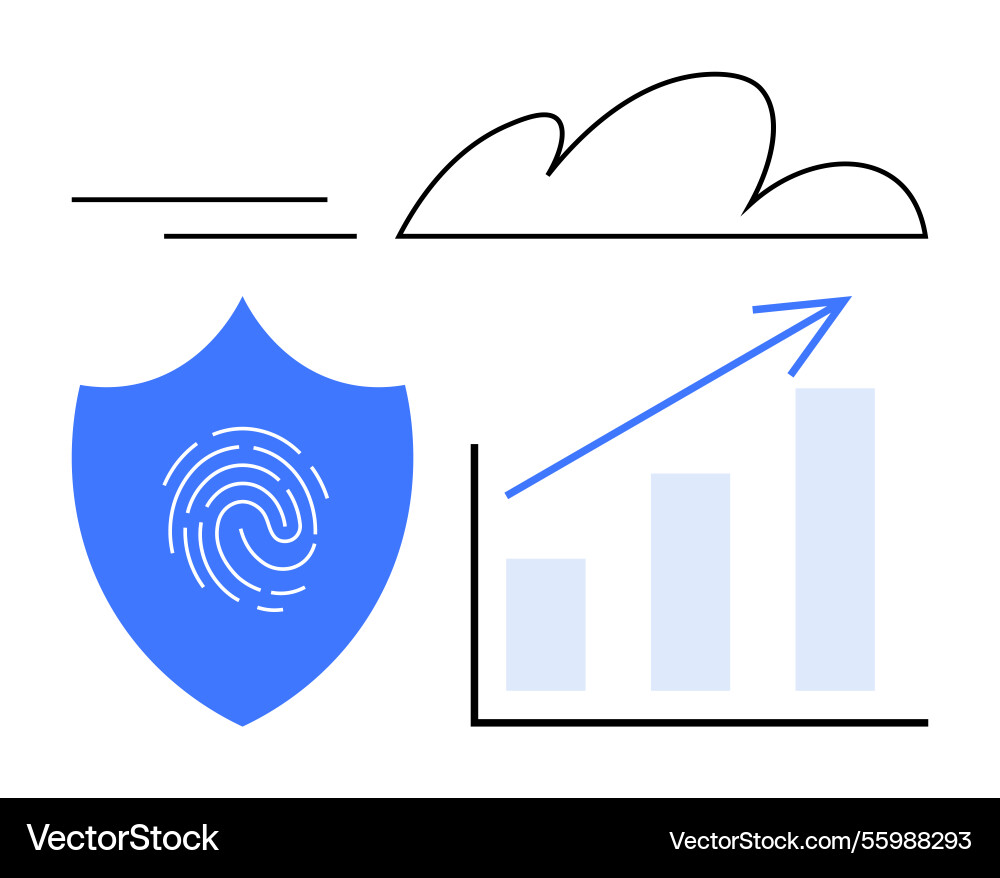 Data security shield with fingerprint and cloud Data security shield with fingerprint and cloud vector image