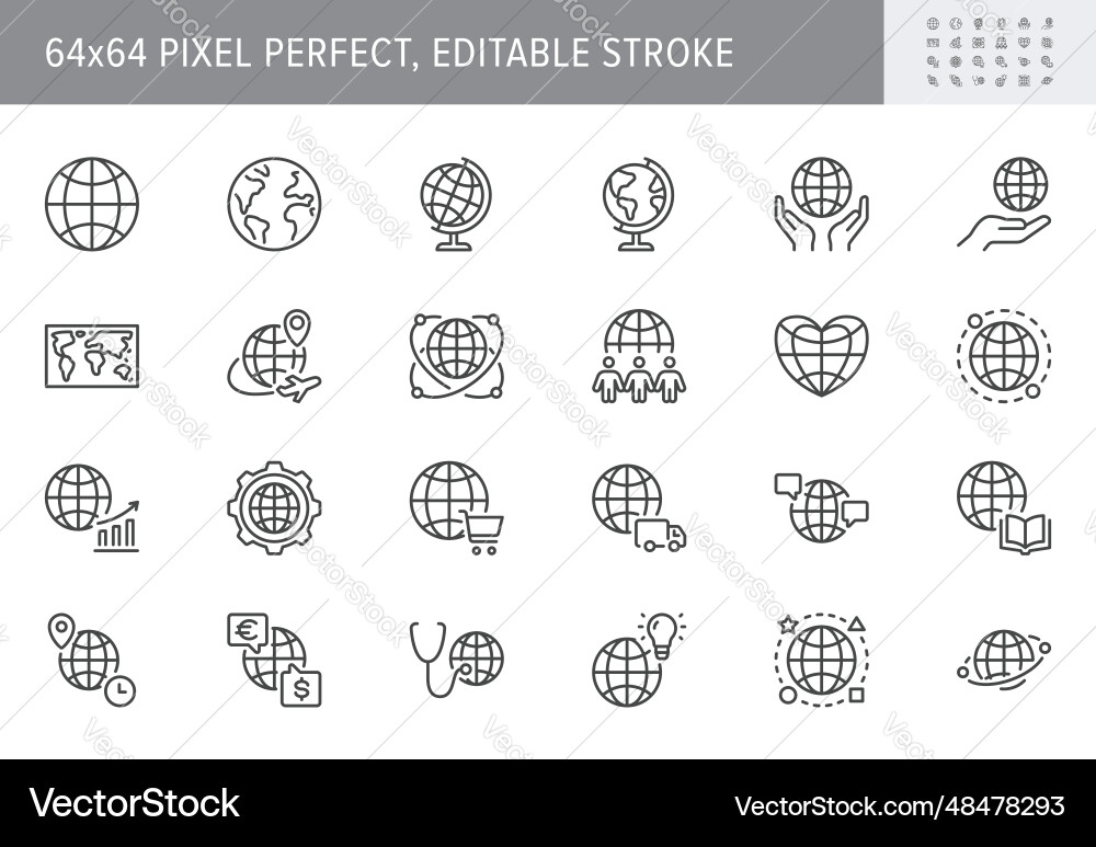 Globe line icons include icon Globe line icons include icon vector image