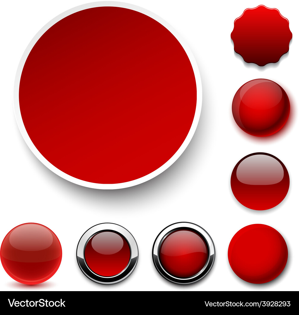 Set of Red Round Buttons Vector Image