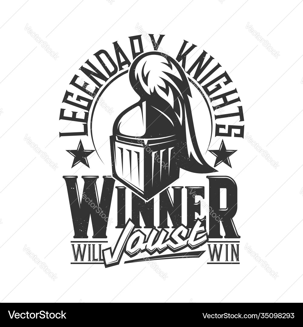 Tshirt print with knight head mascot design Tshirt print with knight head mascot design vector image