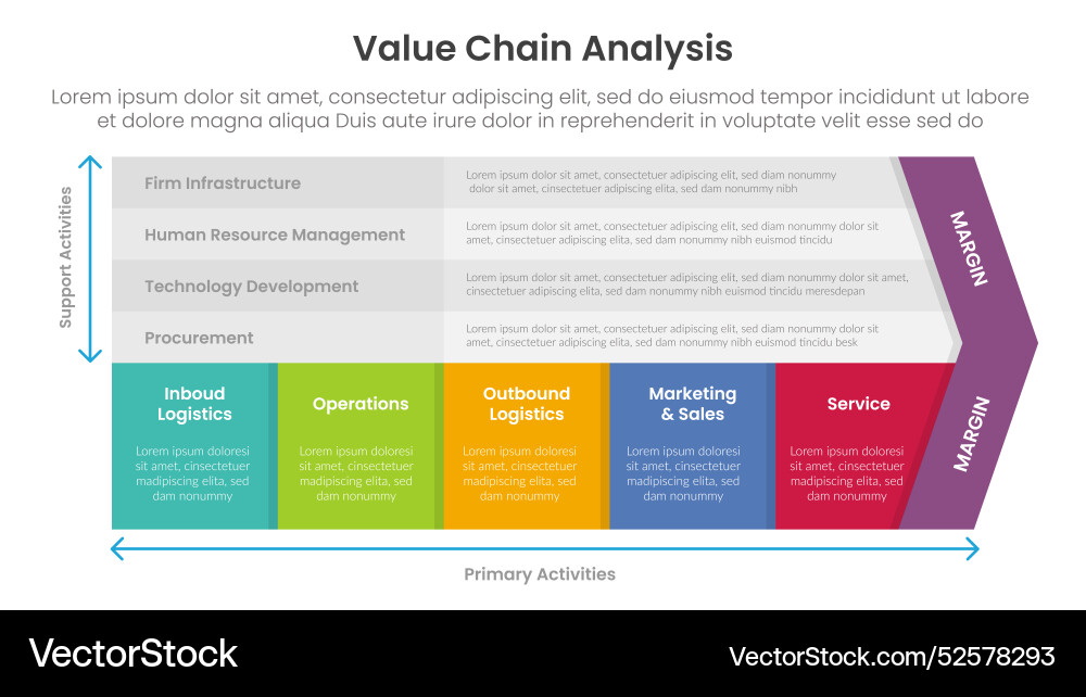 Value chain analysis framework infographic vector image