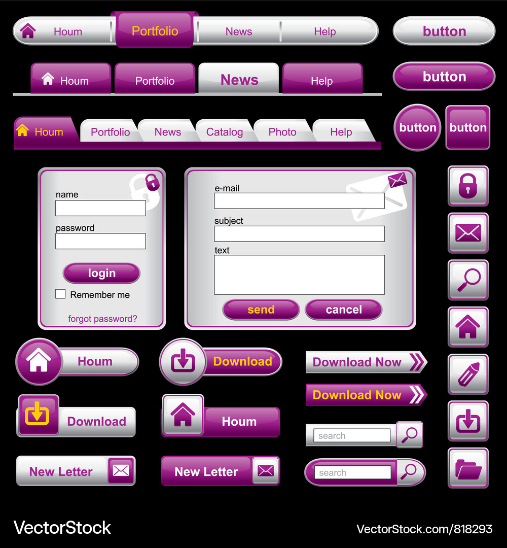 Website Interface Elements Vector Image