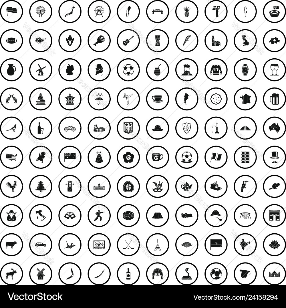 100 map icons set simple style 100 map icons set simple style vector image